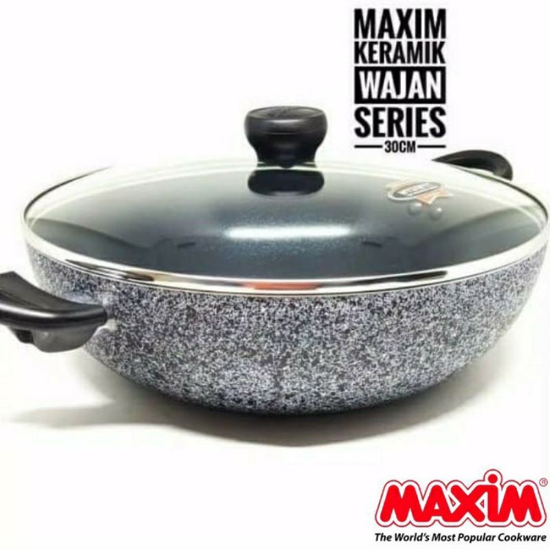 Maspion Maxim Neostone Wok + Tutup Kaca 30cm