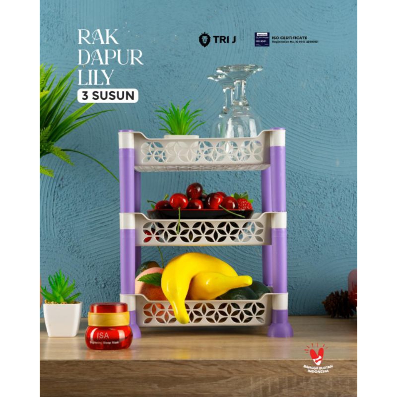 TRI J - Rak Dapur 3 Susun (Rak Penyimpanan Dapur)
