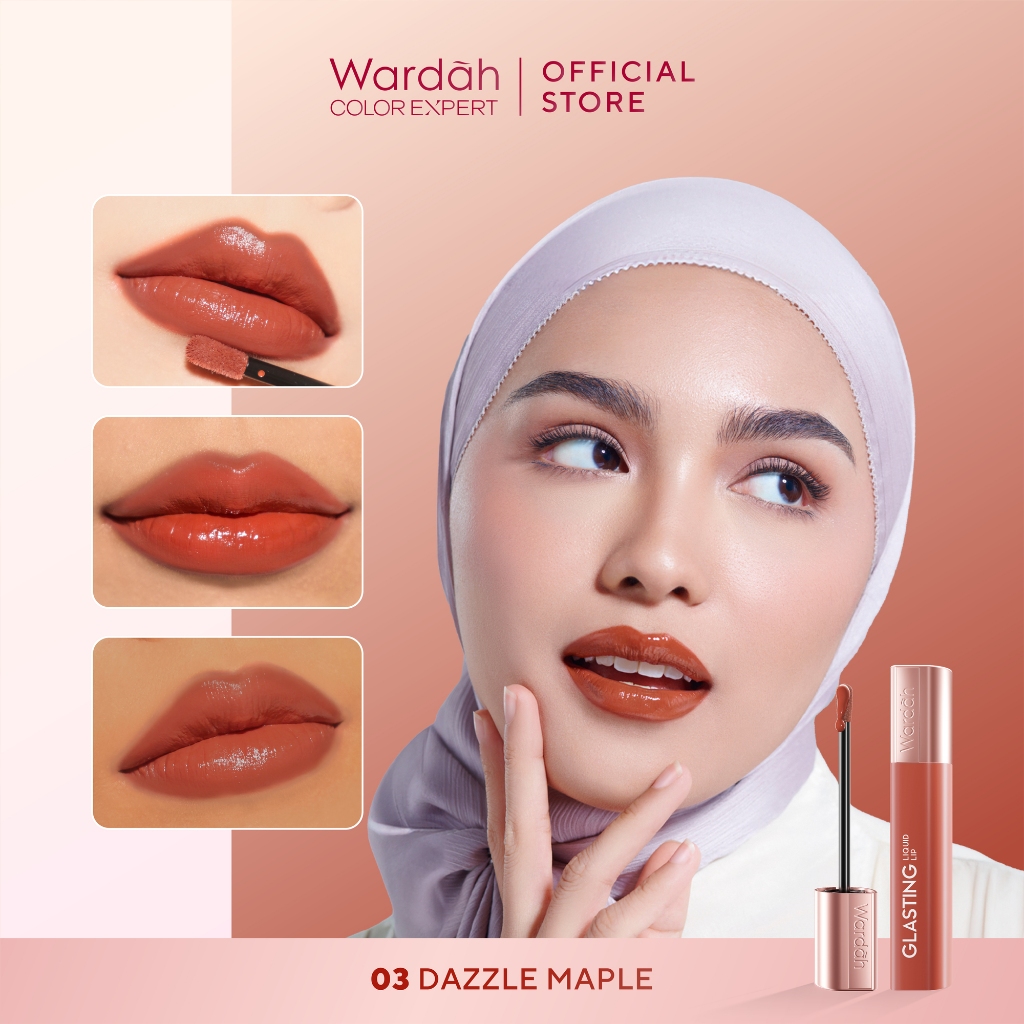 Wardah Glasting Liquid Lip 3.5gr (Lip Cream Transferproof) - 03 Dazzle Maple