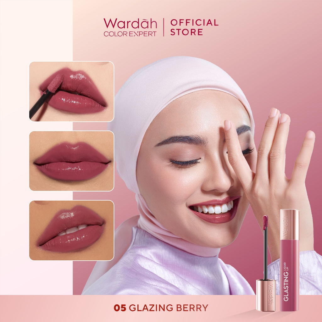 Wardah Glasting Liquid Lip 3.5gr (Lip Cream Transferproof) - 05 Glazing Berry