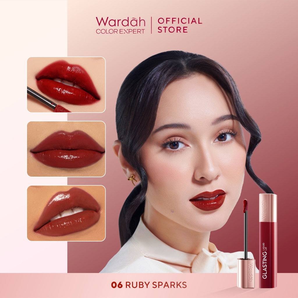 Wardah Glasting Liquid Lip 3.5gr (Lip Cream Transferproof) - 06 Ruby Sparks