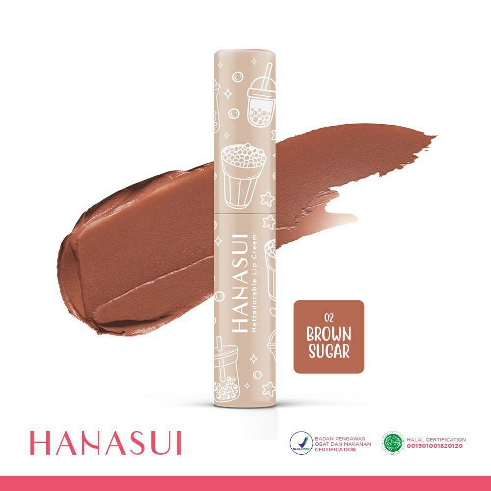 HANASUI Mattedorable Lip Cream BOBA Edition - 02 BROWN SUGAR
