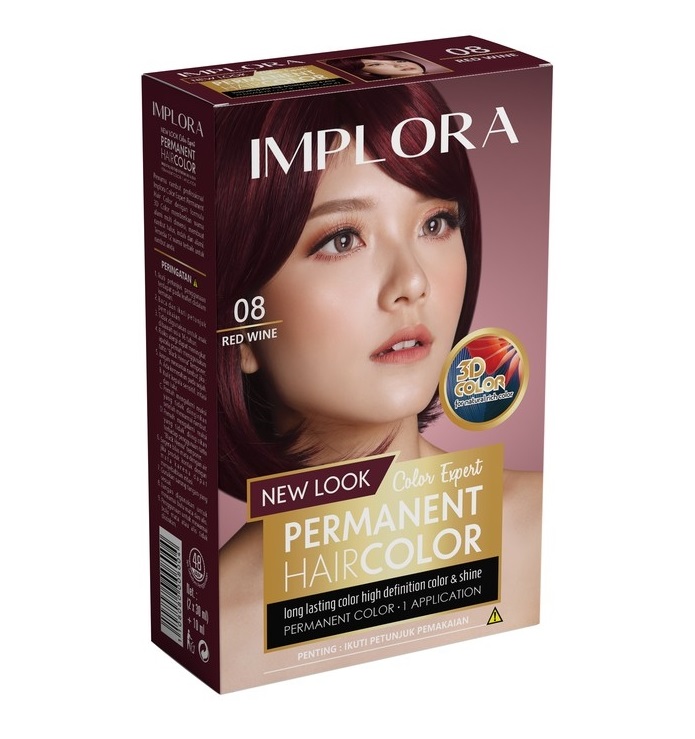Implora Permanent Hair Color 08 RED WINE (Semir Rambut)