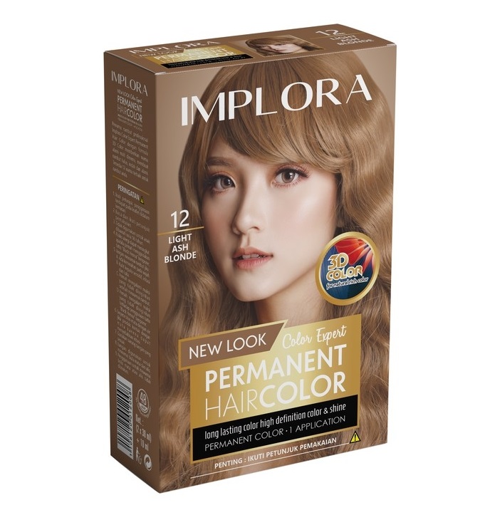 Implora Permanent Hair Color 12 LIGHT ASH BLONDE (Semir Rambut)