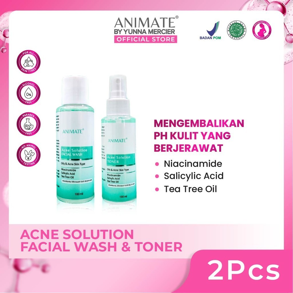Animate Bundling 2in1 Acne Solution Facial Wash & Toner