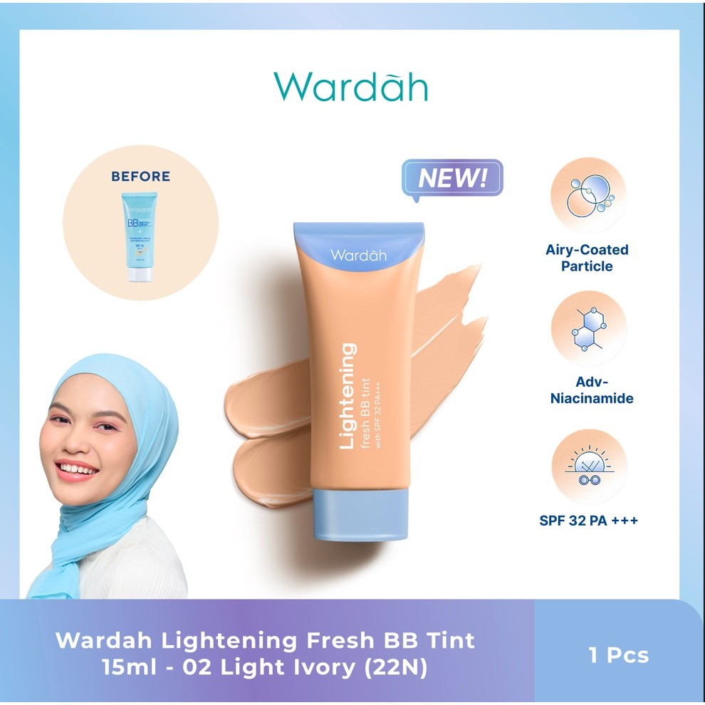 Wardah Lightening Fresh BB Tint 15ml - 02 Light Ivory (22N)