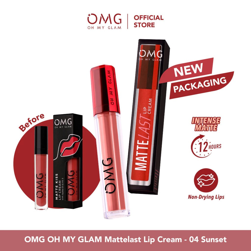 Oh My Glam Mattelast Lip Cream - 04 Sunset 2.9g (OMG)