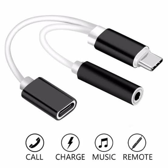 Dual Converter Type C to AUX Audio Jack and Type C (Adapter 2in1)