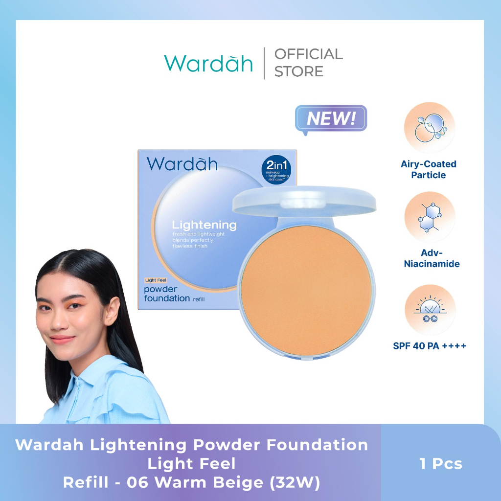 Wardah Lightening Powder Foundation Light Feel 12gr REFILL 06 Warm Beige (32W)