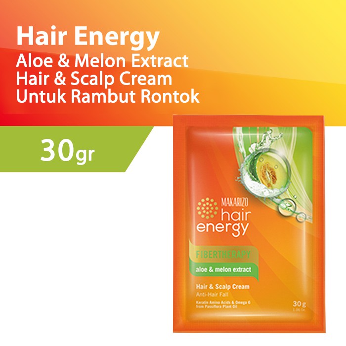 Makarizo Hair Energy Fiber Hair & Scalp Creambath 30gr - Aloe & Melon (Hijau)