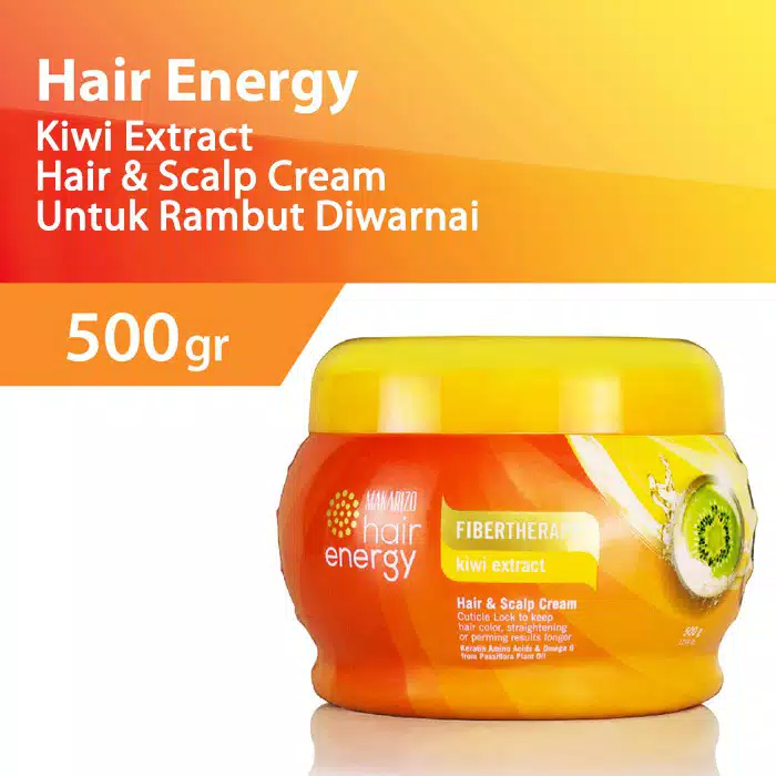 Makarizo Hair Energy Fiber Hair & Scalp Creambath 500gr Jar - Kiwi (Kuning)