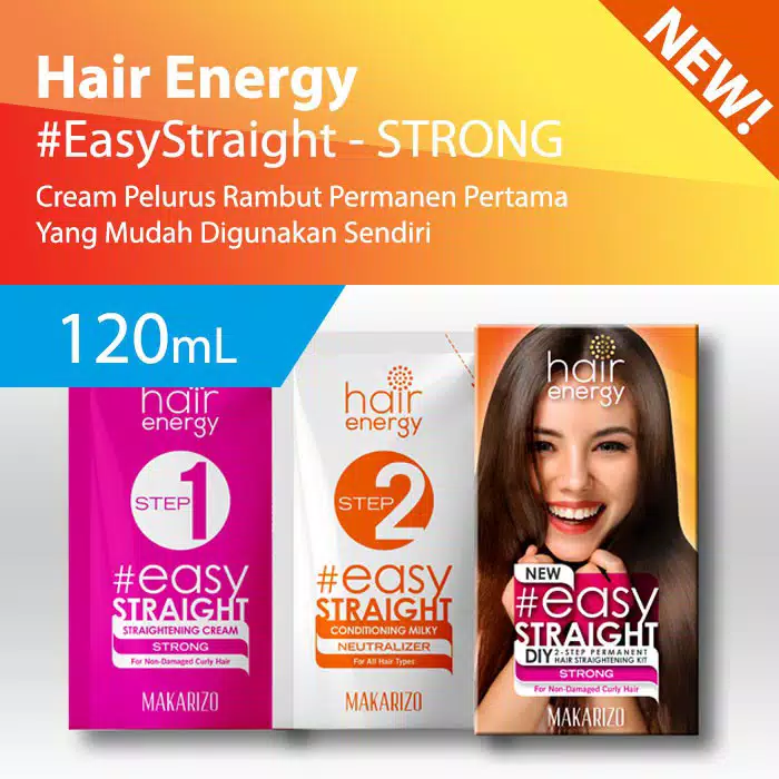 Makarizo Hair Energy Easy Straight DIY2 - Step Kit 120ml Strong Pink