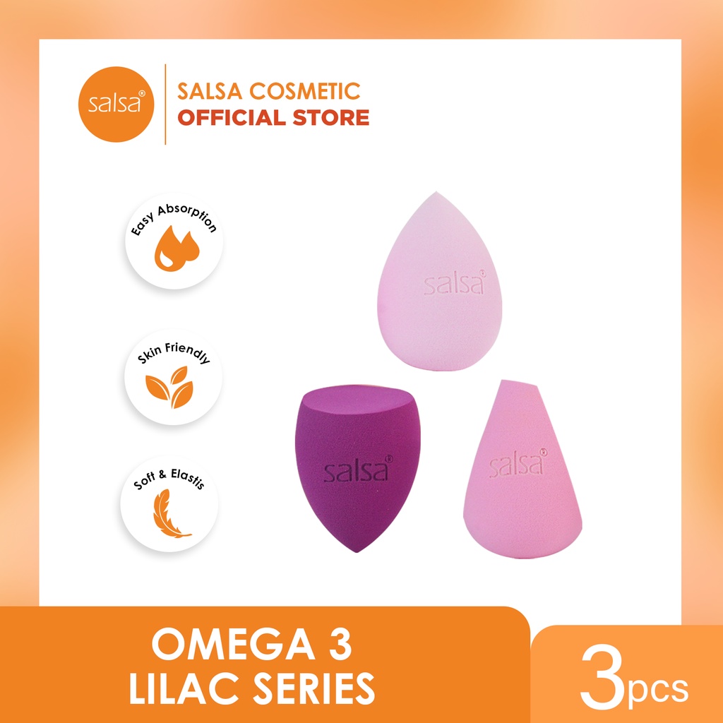 SALSA Omega 3 Beauty Blender Sponge 3in1 + Box - Lilac Series