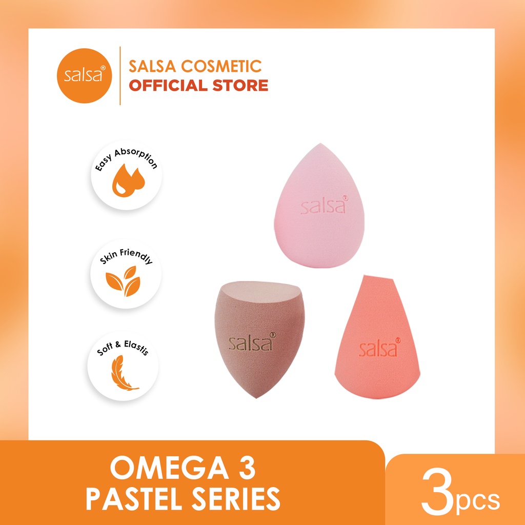 SALSA Omega 3 Beauty Blender Sponge 3in1 + Box - Pastel Series