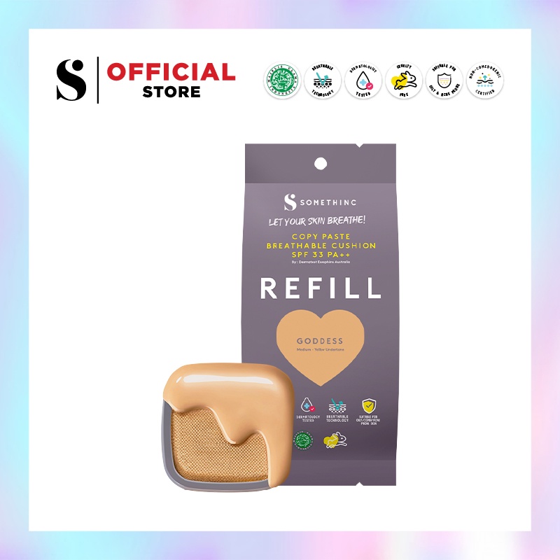 Somethinc Copy Paste Cushion SPF33 PA+++ REFILL - Goddess (Med Deep-Yellow) - Cushion Glow Finish