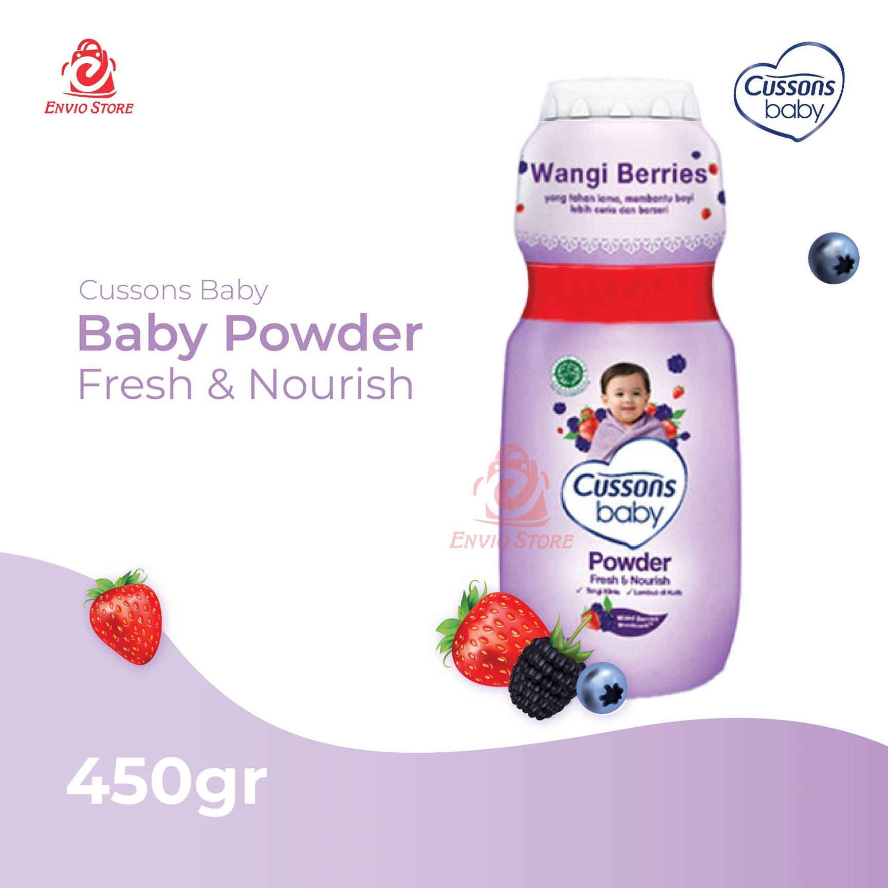 Cussons Baby Bedak Powder 450gr (350+100) - Ungu Fresh & Nourish