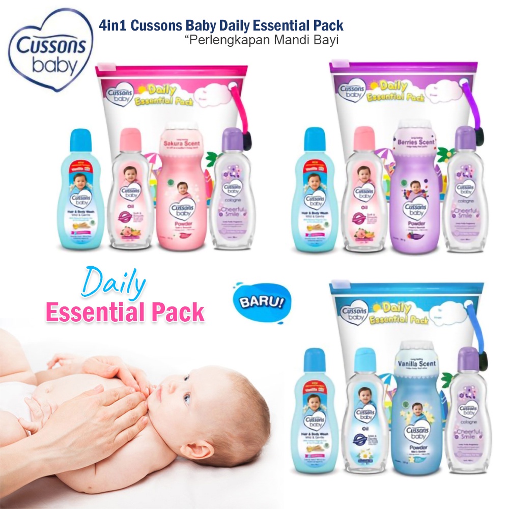 Cussons Baby Daily Essential Pack 4in1 (Pink/Biru/Ungu) 
