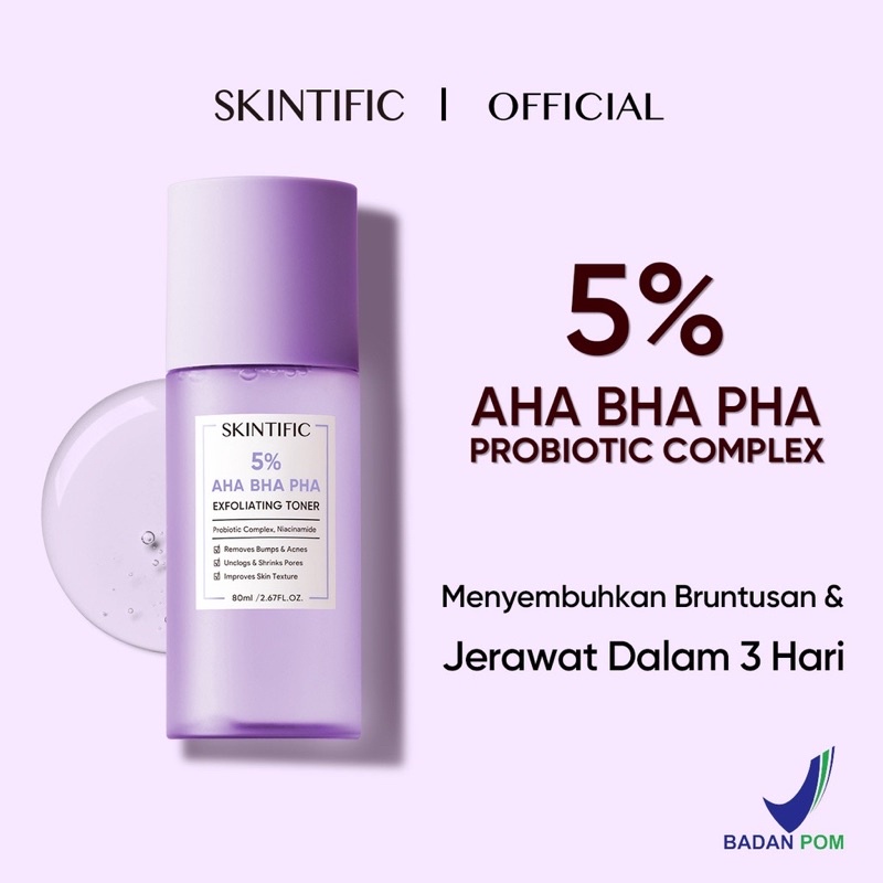 Skintific 5% AHA BHA PHA Exfoliating Toner 80ml