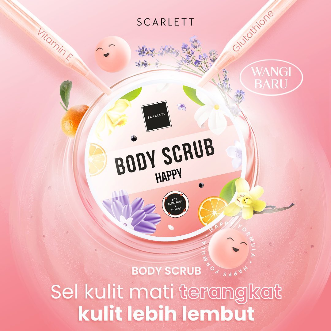 SCARLETT Happy Body Scrub With Glutatione & Vit E 250ml