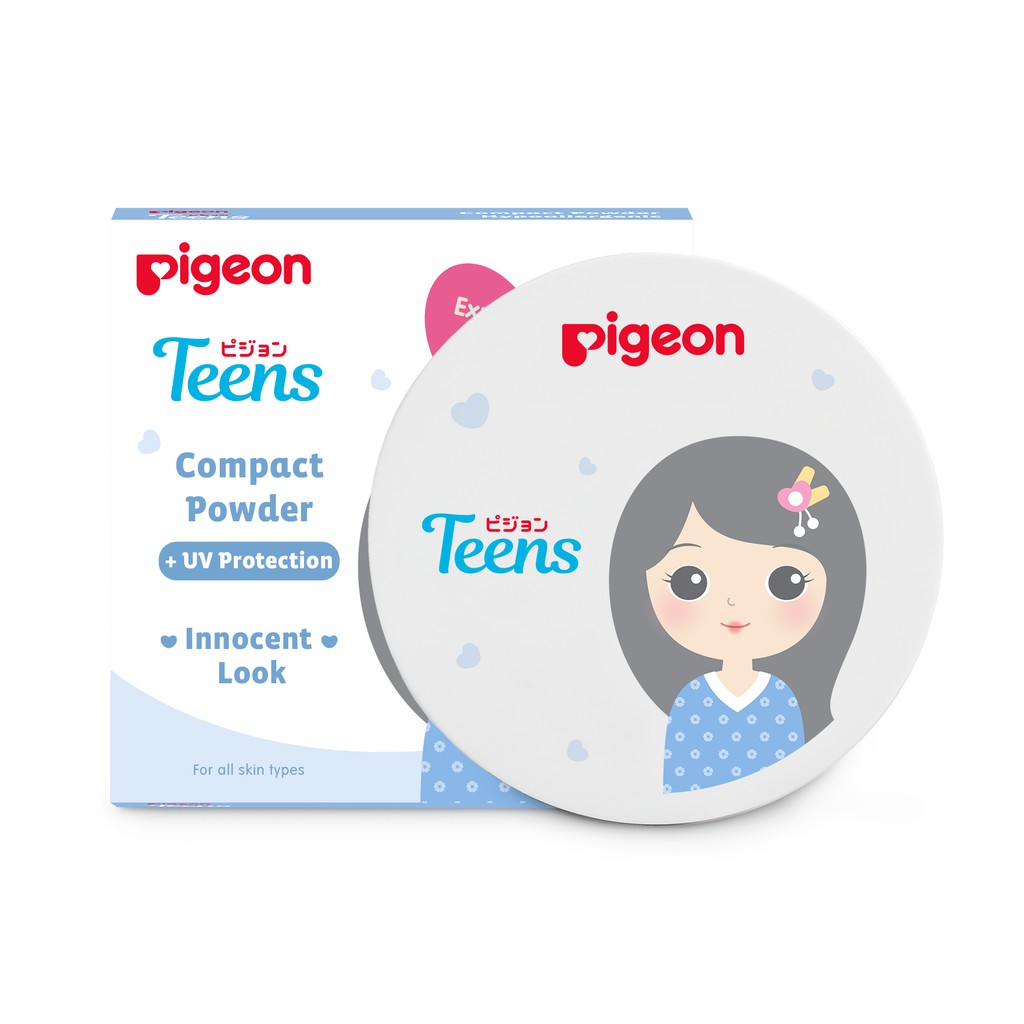 Pigeon Teens Compact Powder + UV Protection Full Size 14gr - Sand (Pack Biru)