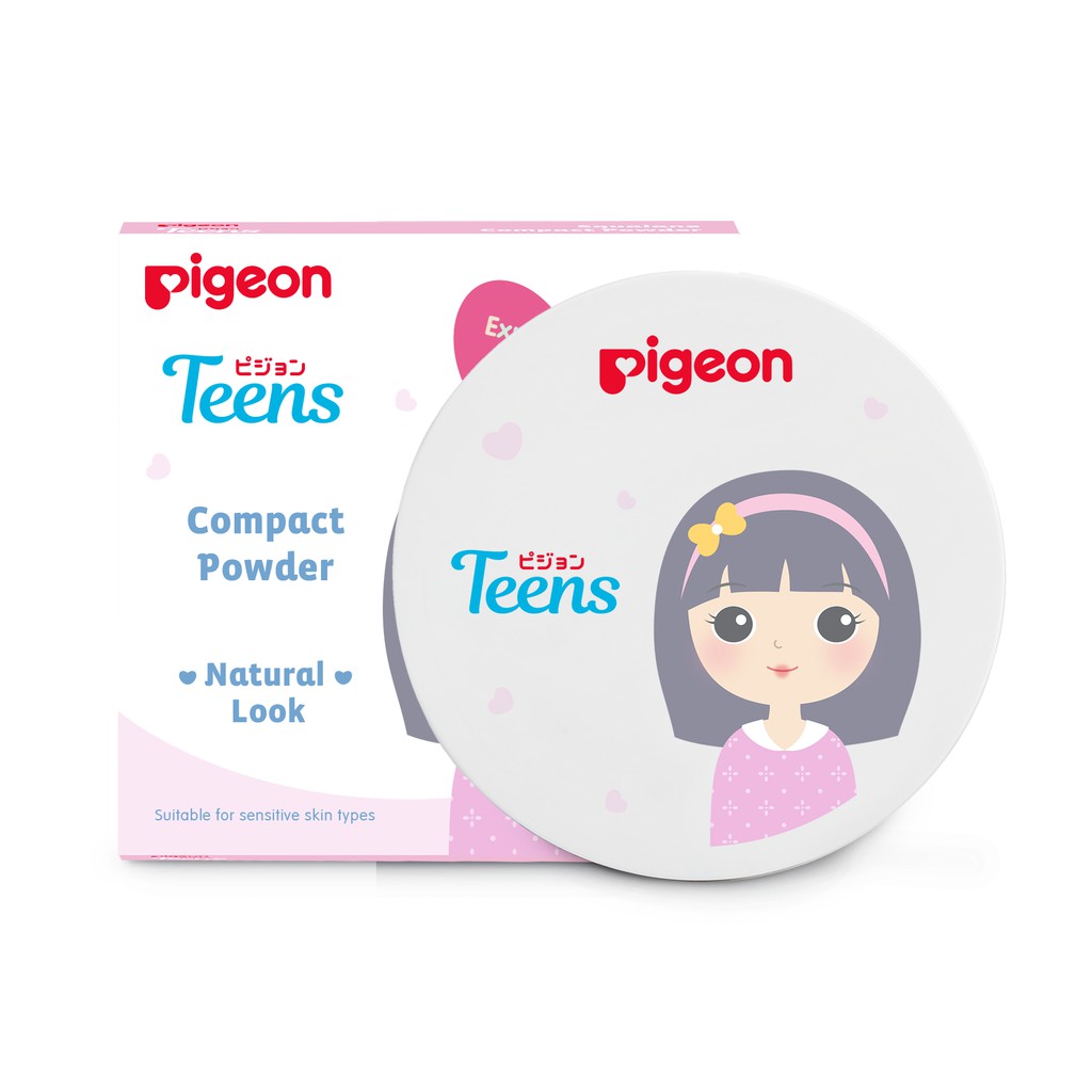 Pigeon Teens Compact Powder Full Size 14gr - Pure White (Pack Pink)