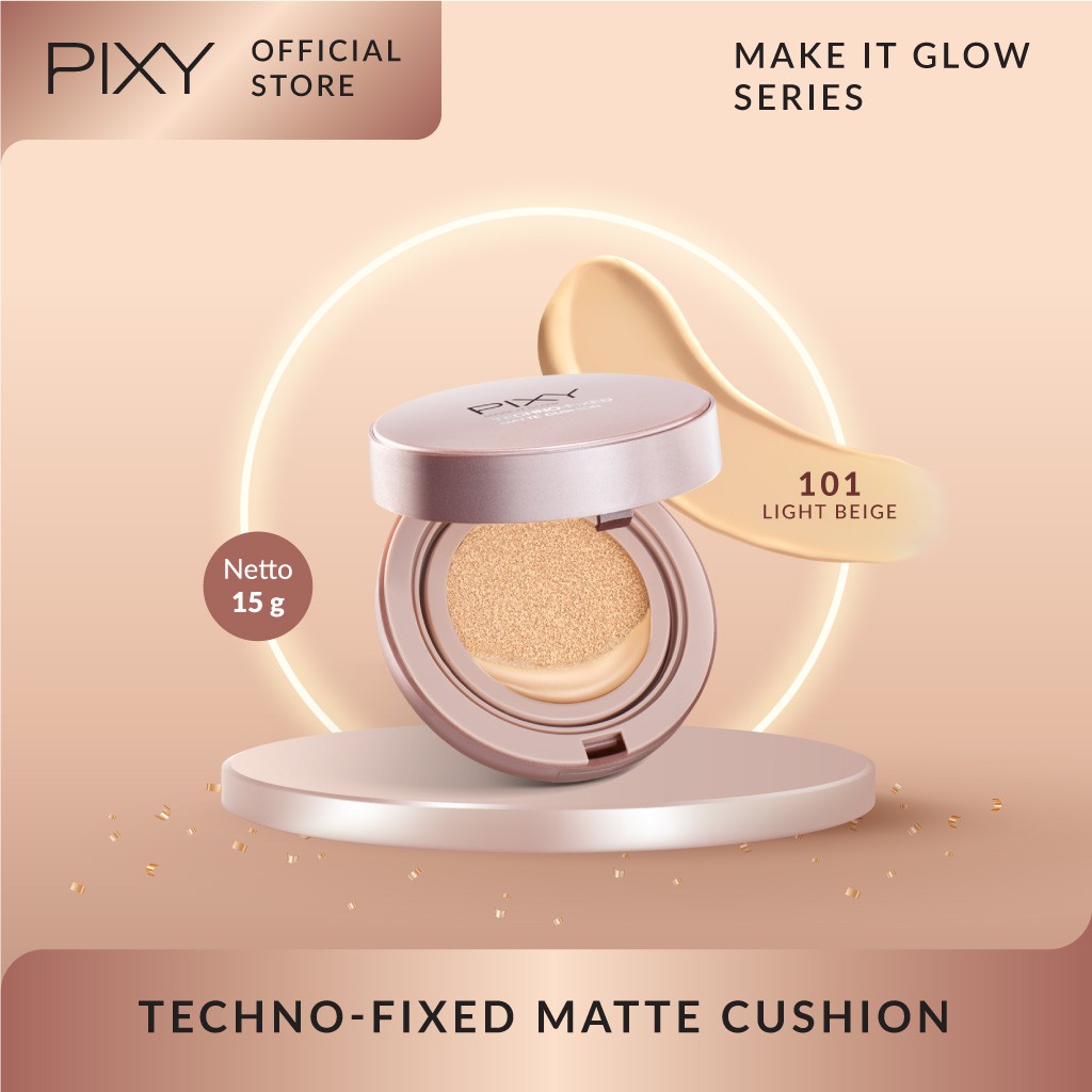 Pixy Make It Glow Techno - Fixed Matte Cushion 101 Light Beige