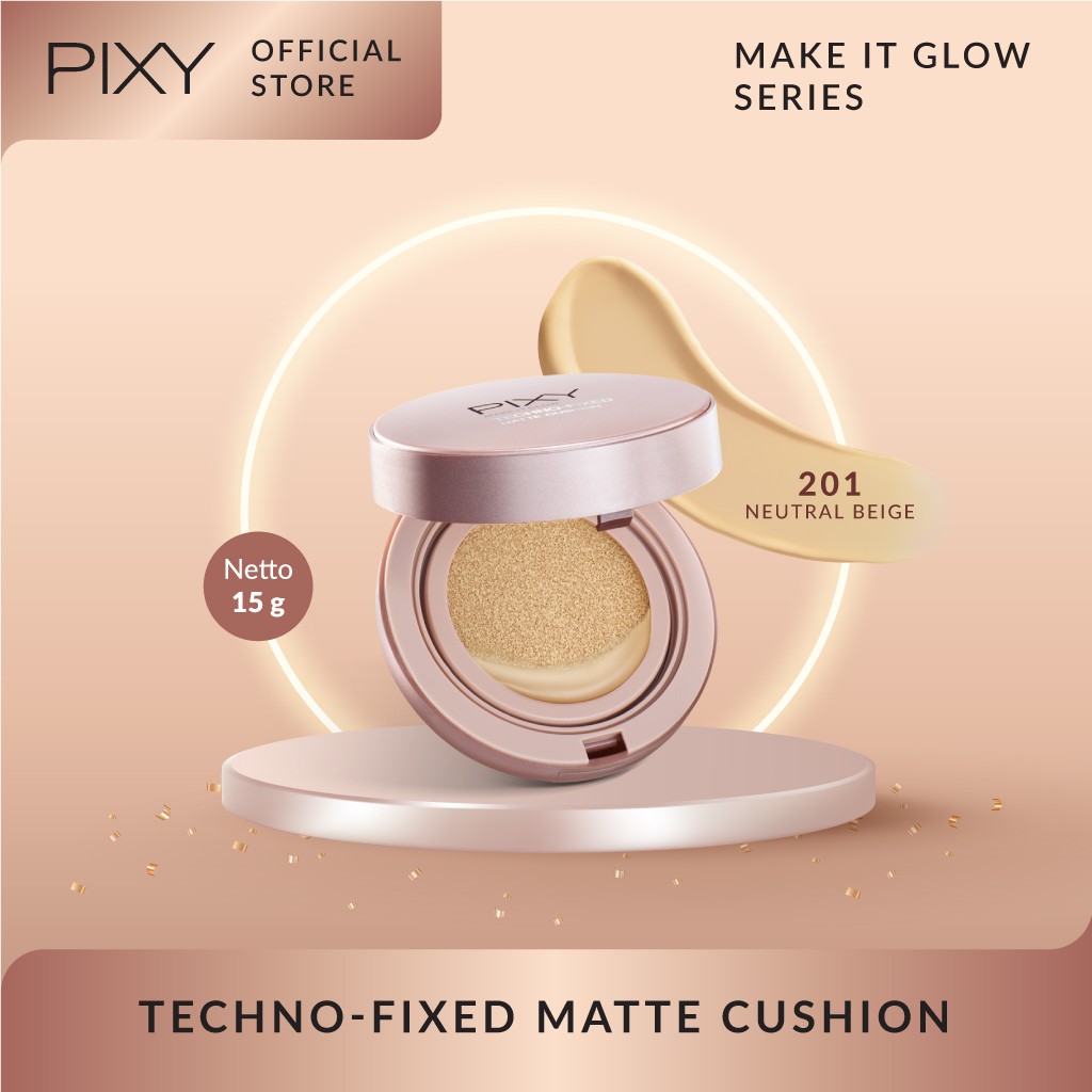 Pixy Make It Glow Techno - Fixed Matte Cushion 201 Neutral Beige