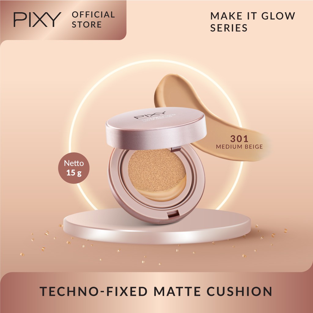 Pixy Make It Glow Techno - Fixed Matte Cushion 301 Medium Beige
