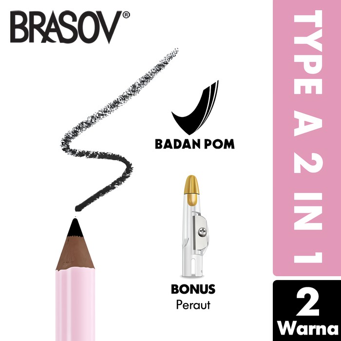 Brasov Eyebrow Pencil 2in1 - Black (Pensil Alis)
