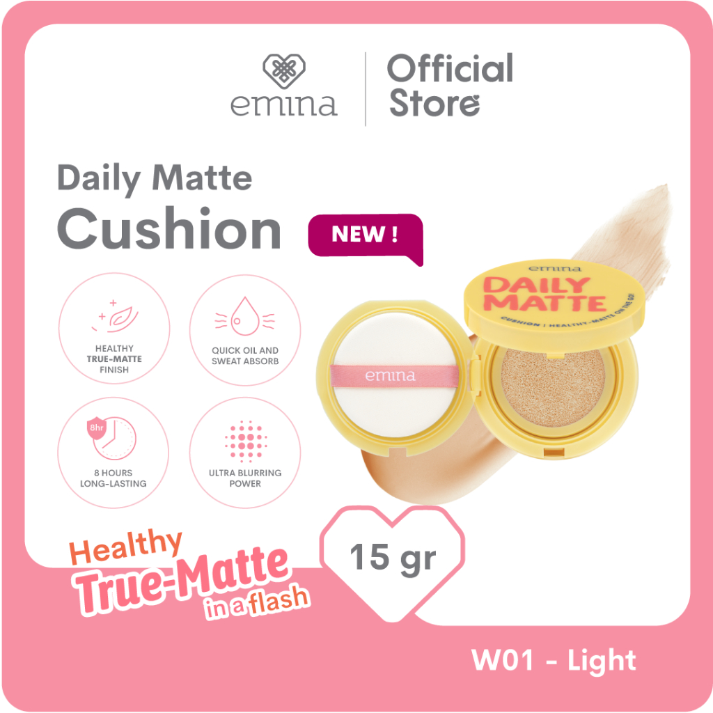 Emina Daily Matte Cushion SPF25 PA++ 15gr - W01 Light