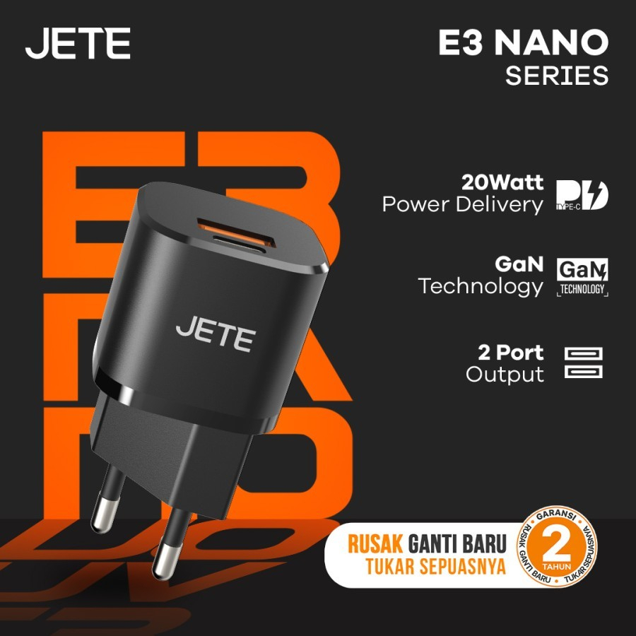 JETE Adaptor E3 GaN 2Out 20W 