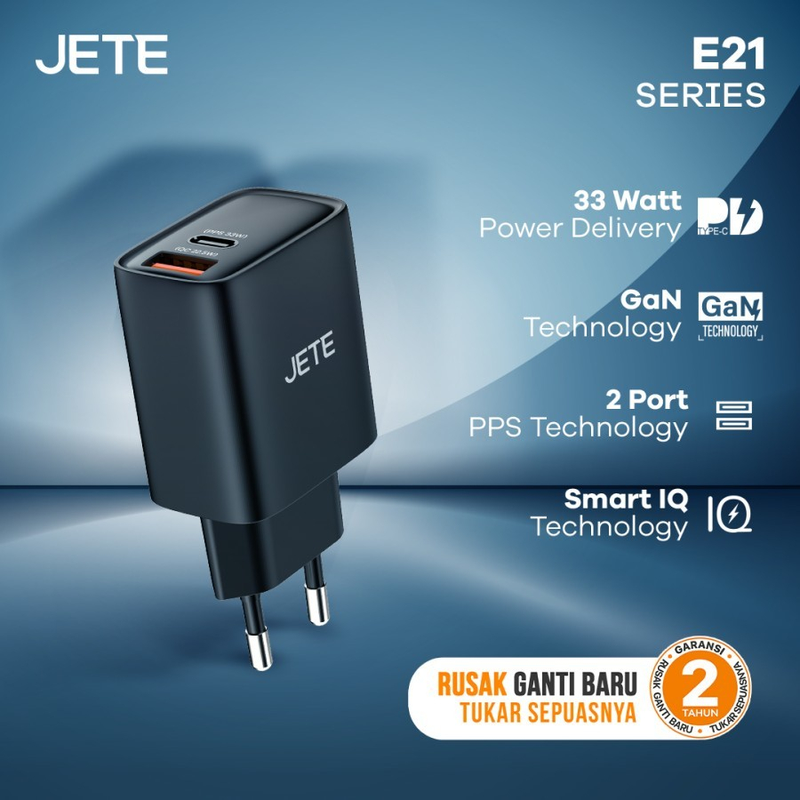 JETE Adaptor E21 Power Delivery (2 Output) 33W - USB-C & USB-A Series