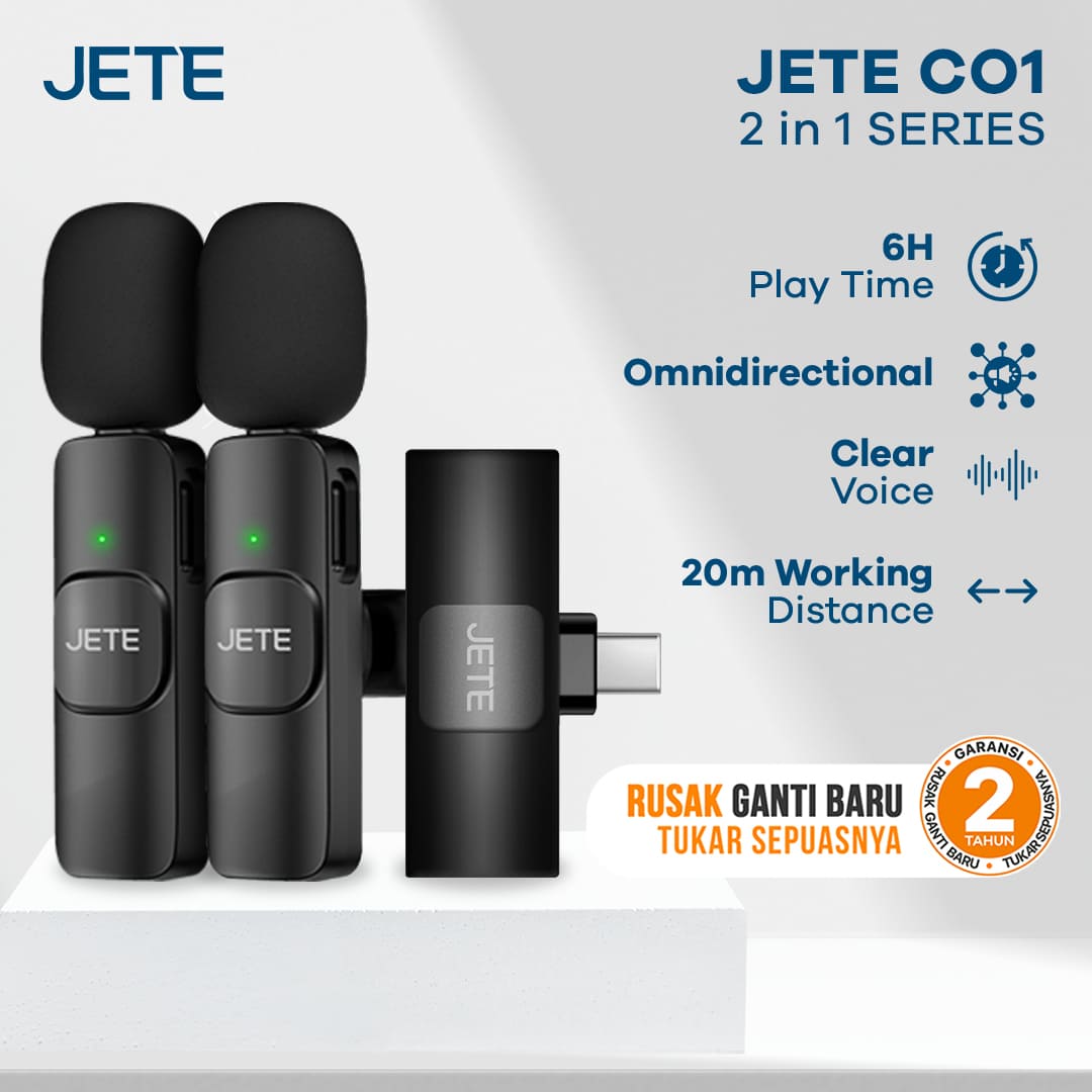 JETE Wireless Clip On 2in1 CO1 (Dual Mic)