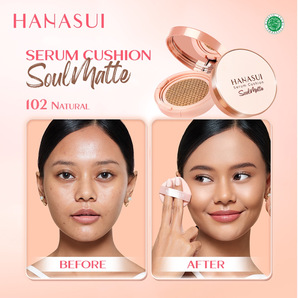 Hanasui Serum Cushion SoulMatte 15gr - 102 Natural