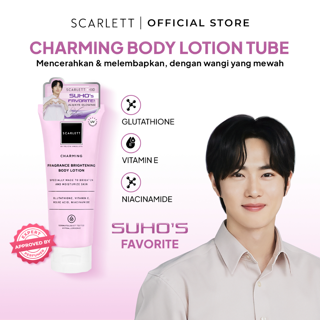 SCARLETT Fragrance Brightening Body Lotion Charming 180ml (Tube)