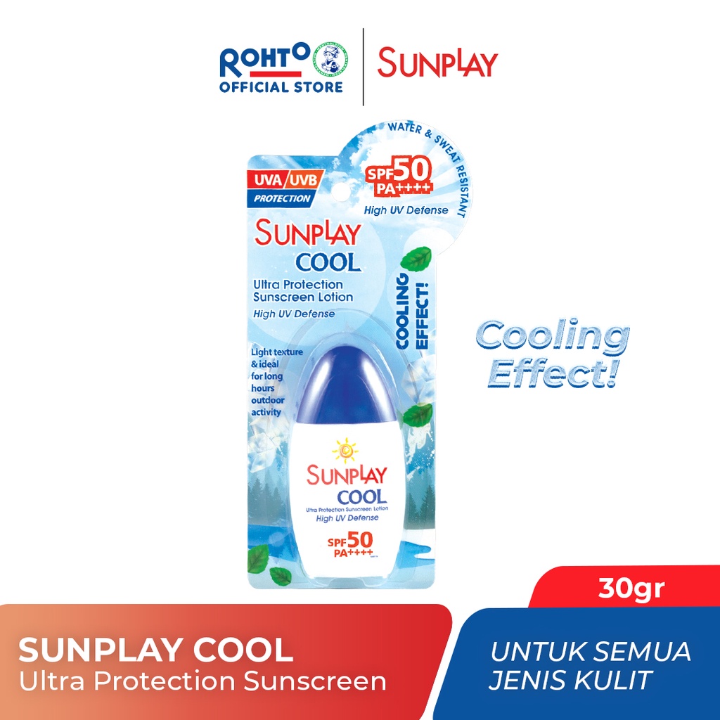 Sunplay Sunscreen Lotion High UV Defense SPF50+ PA++++ 30gr - Ultra Protection Cool (Biru)