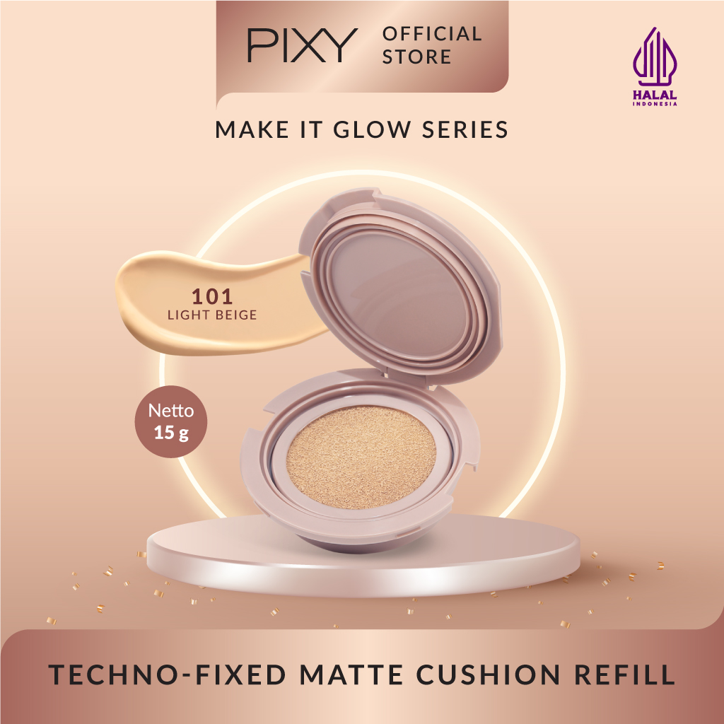 Pixy Make It Glow Techno - Fixed Matte Cushion REFILL 101 Light Beige