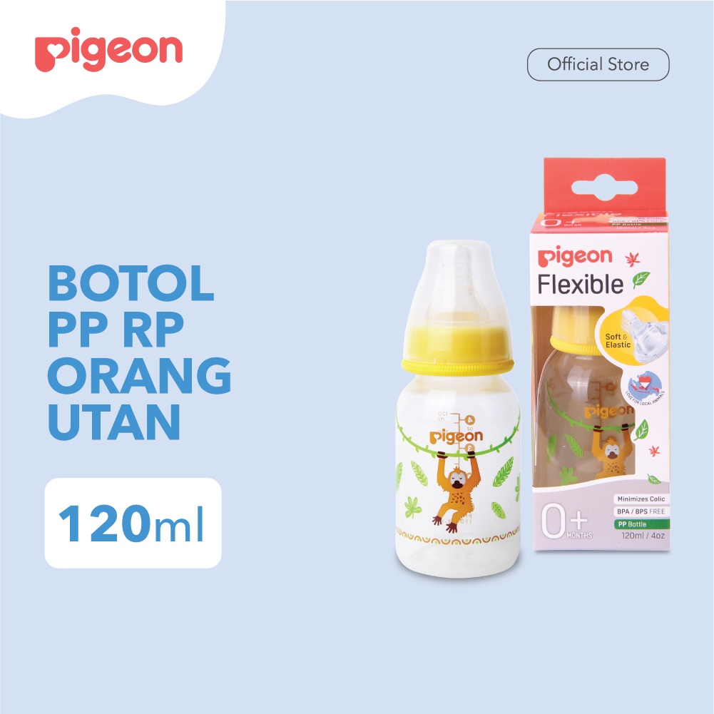 Pigeon Baby Bottle - W/S Type Silicone Nipple 120ml Orang Utan (Umur 0+ Bulan) Botol Susu Bayi