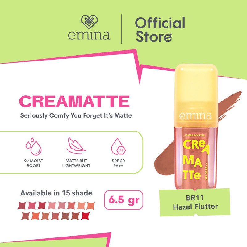 Emina Creamatte With Jojoba Booster SPF 20 PA++ 4gr - BR11 Hazel Flutter