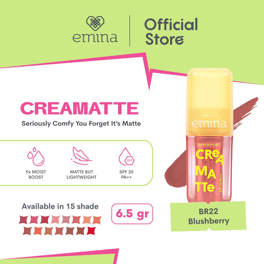 Emina Creamatte With Jojoba Booster SPF 20 PA++ 4gr - BR22 Blushberry