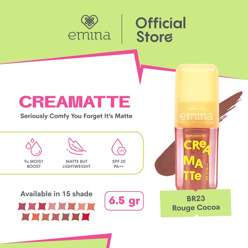 Emina Creamatte With Jojoba Booster SPF 20 PA++ 4gr - BR23 Rouge Cocoa