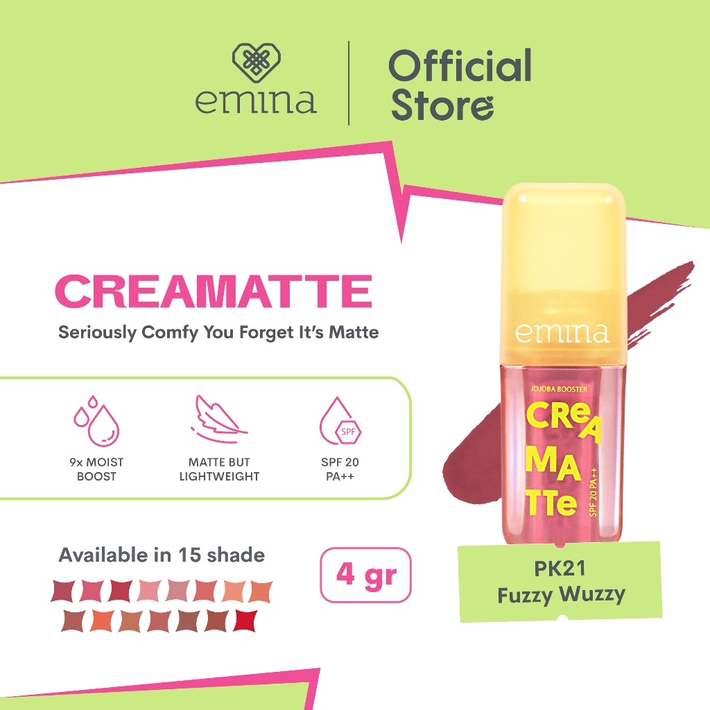 Emina Creamatte With Jojoba Booster SPF 20 PA++ 4gr - PK21 Fuzzy Wuzzy