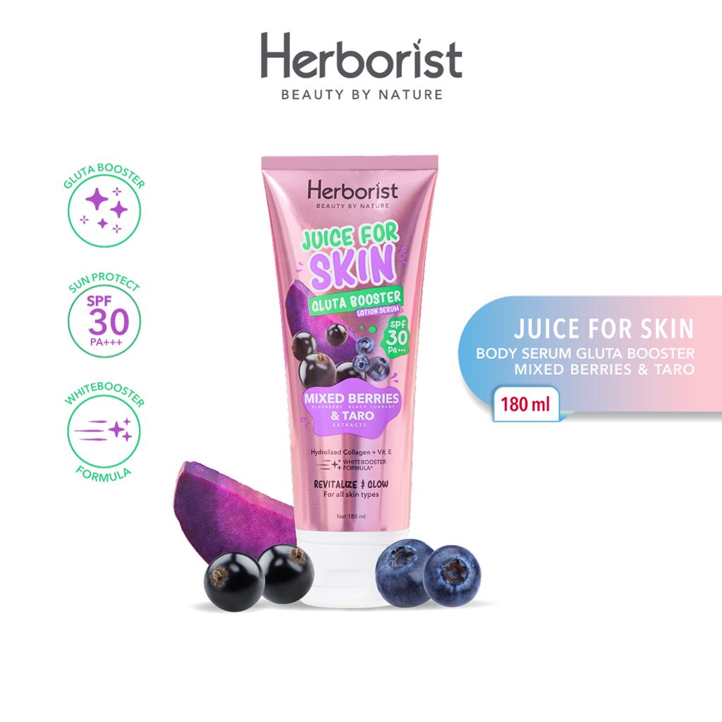 Herborist Juice For Skin Gluta Booster Lotion Serum 180ml - Mixed Berries & Taro