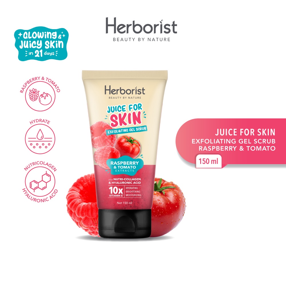 Herborist Juice For Skin Exfoliating Gel Scrub 150ml - Raspberry & Tomato