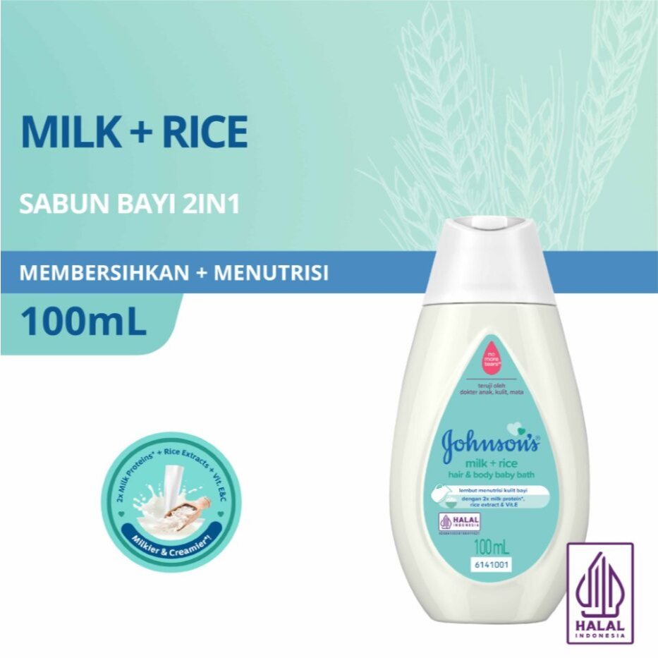 Johnsons Baby Hair & Body Baby Bath - Milk Rice 100ml
