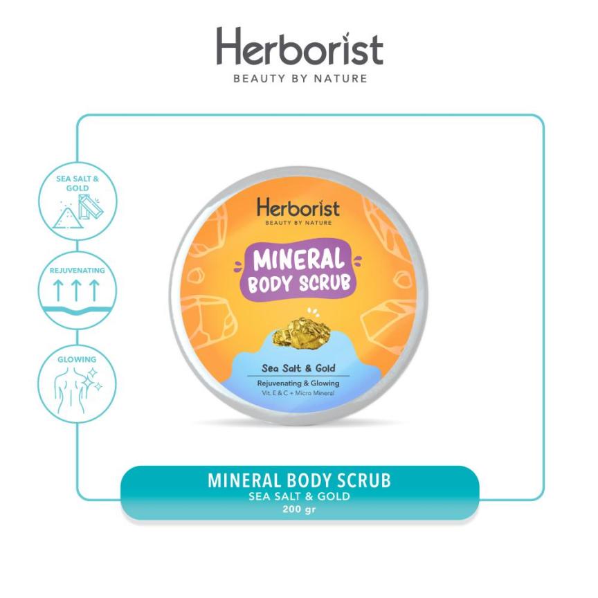 Herborist Mineral Body Scrub 200gr - Sea Salt & Gold (Rejuvenating & Glowing)