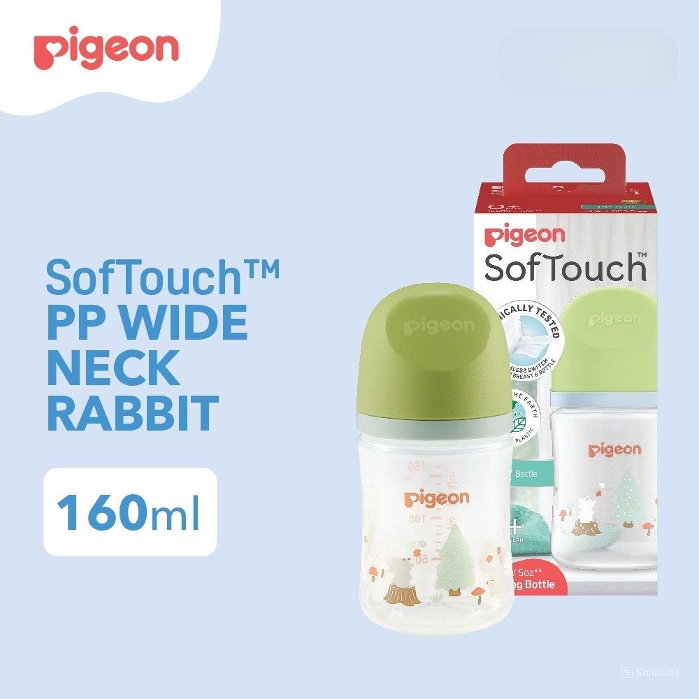 Pigeon Baby Bottle - PP Wide Neck SofTouch Nipple 160ml Kelinci (Umur 0+ Bulan) Botol Susu Bayi