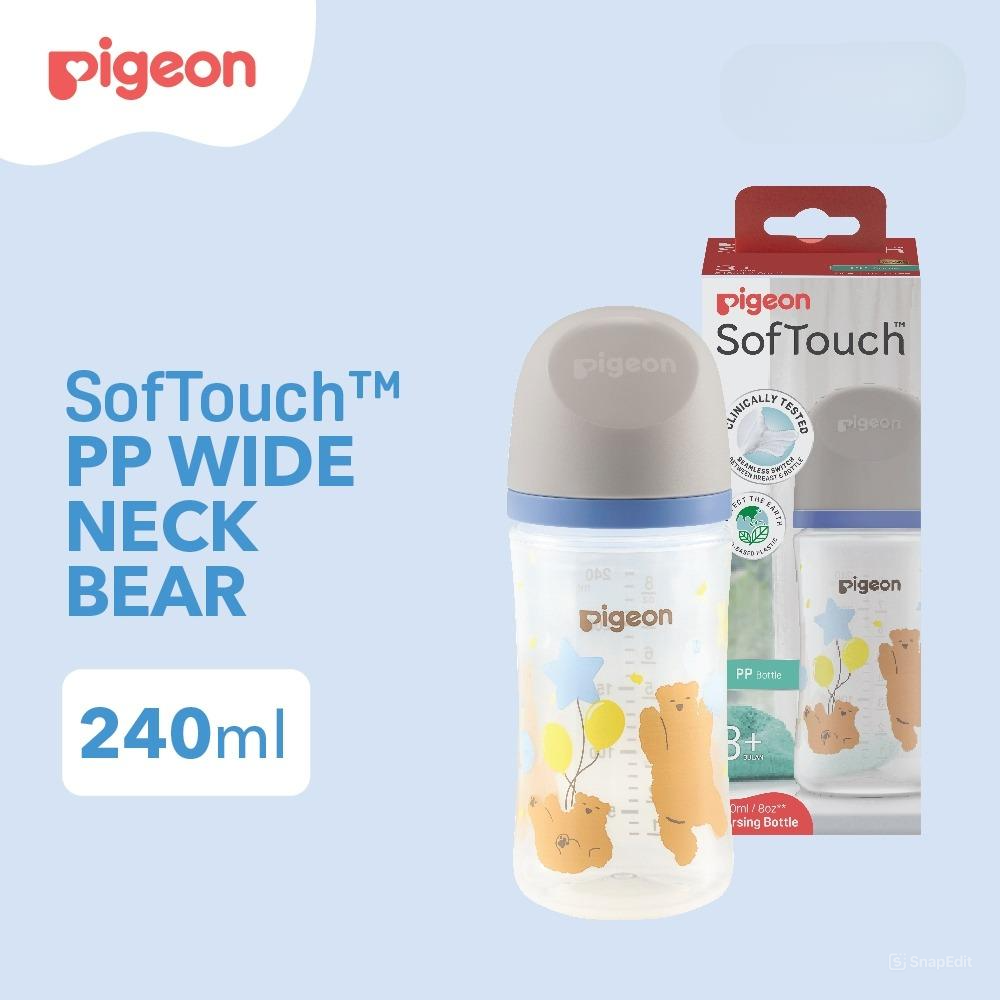 Pigeon Baby Bottle - PP Wide Neck SofTouch Nipple 240ml Beruang (Umur 3+ Bulan) Botol Susu Bayi