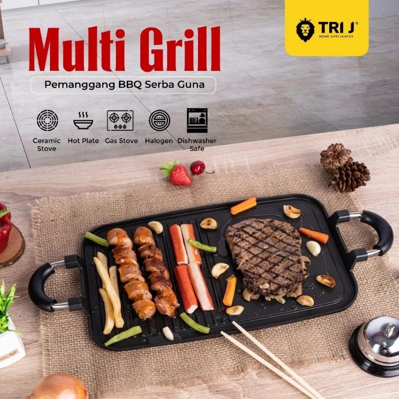 TRI J - Multi Grill Long BBQ Pan (Alat Pemanggang Serbaguna)