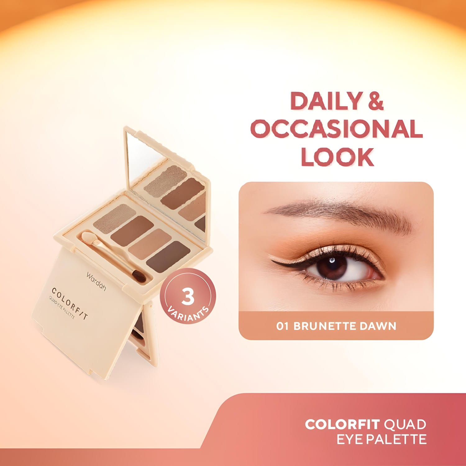 Wardah Colorfit Quad Eye Palette 6gr - 01 Brunette Dawn